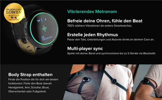  Vibrierendes Metronom Beat Rhythmus Passe den Takt, Unterteilungen und Akzente direkt deinem Core